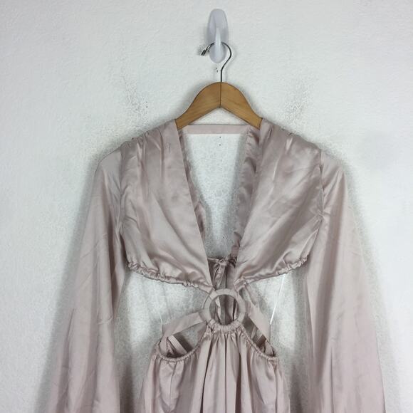 NWT HelloMolly Fashion Girlie Satin Cut Out Maxi Dress Champagne Size 2 Cocktail - Picture 4 of 13